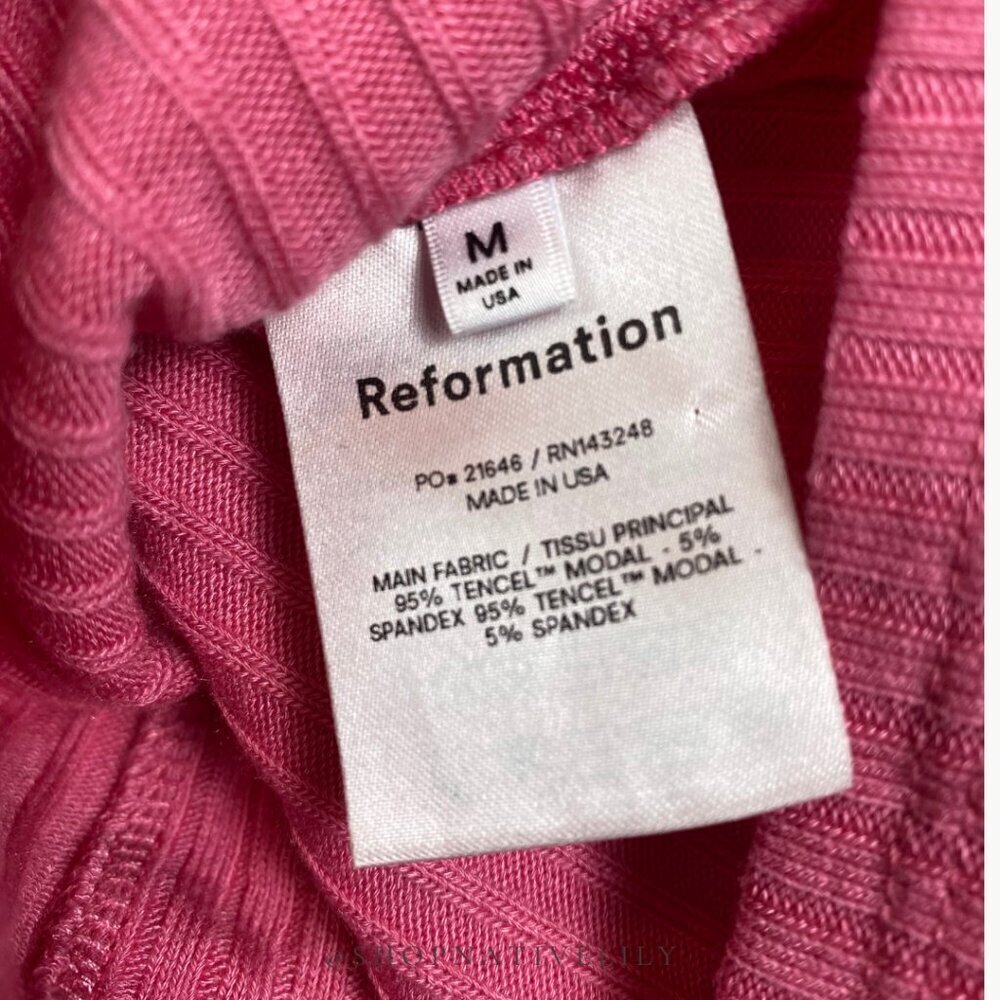 Reformation Pink Ribbed Button-Front Crop Top - Picture 10 of 12